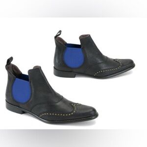 JOHN FLUEVOG Gingham “Picnics” Chelsea Studded Leather Ankle Boot | Size 7